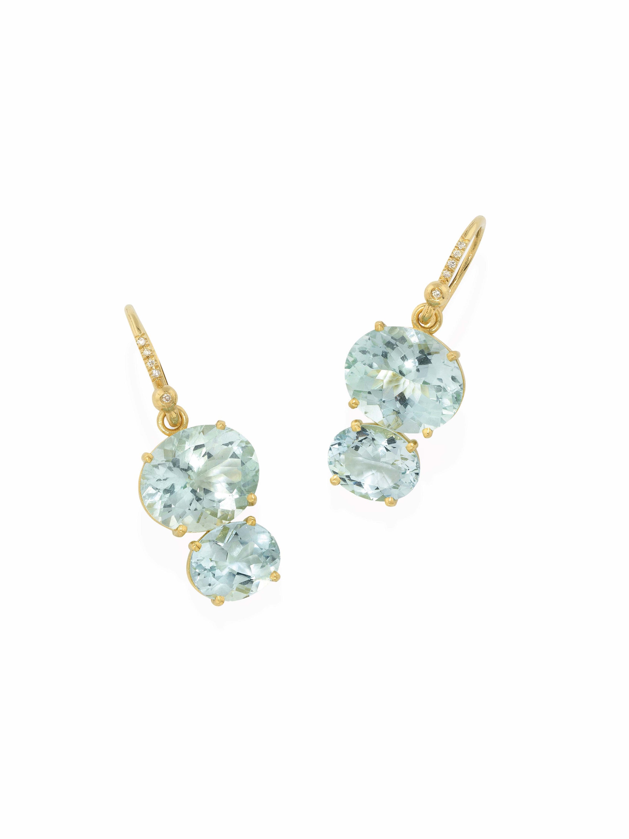 Gemmy Gem Aquamarine Yellow Gold Drop Earrings