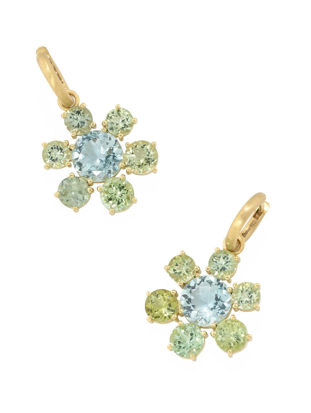 Gemmy Gem Aquamarine & Green Tourmaline Huggie Hoop Earrings