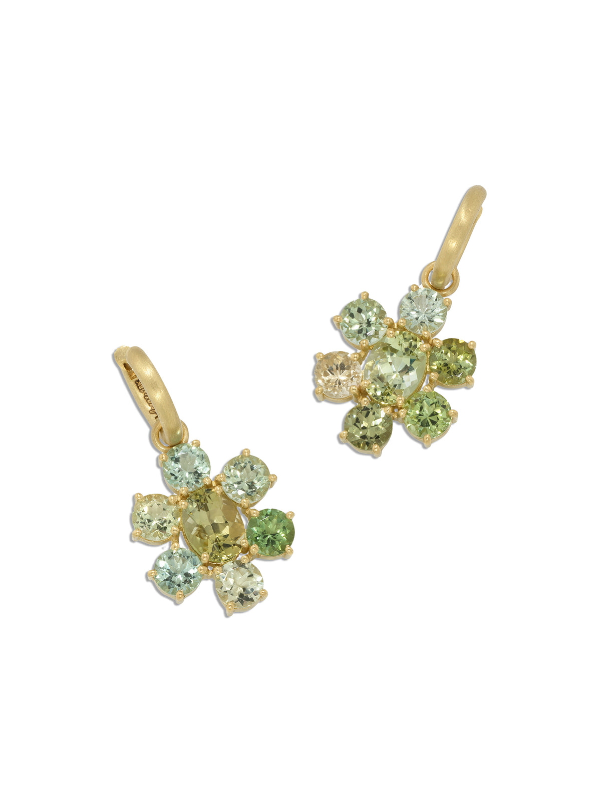 Gemmy Gem Green Toumaline Yellow Gold Huggie Earrings