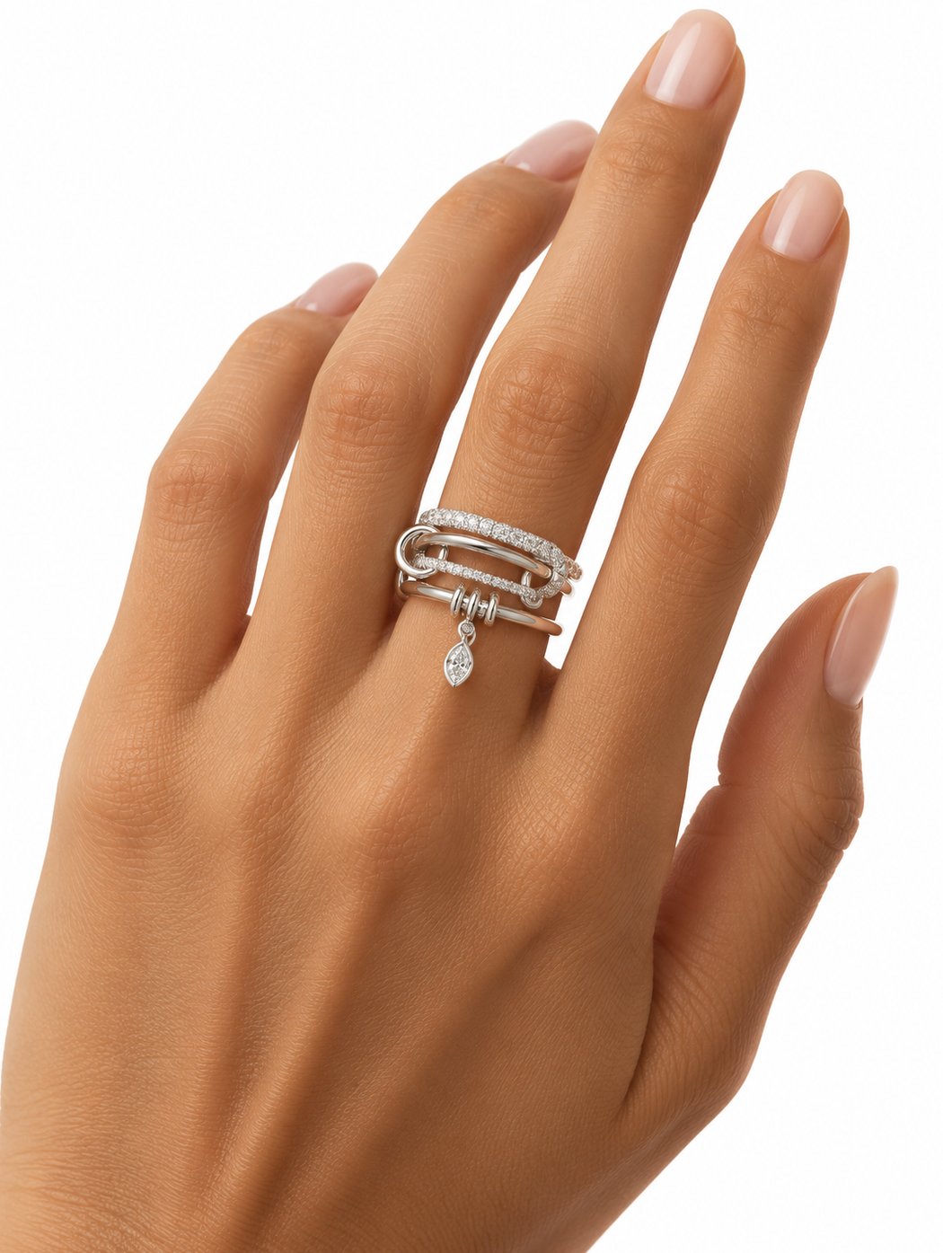 Inara Marquise Sterling Silver Diamond Ring