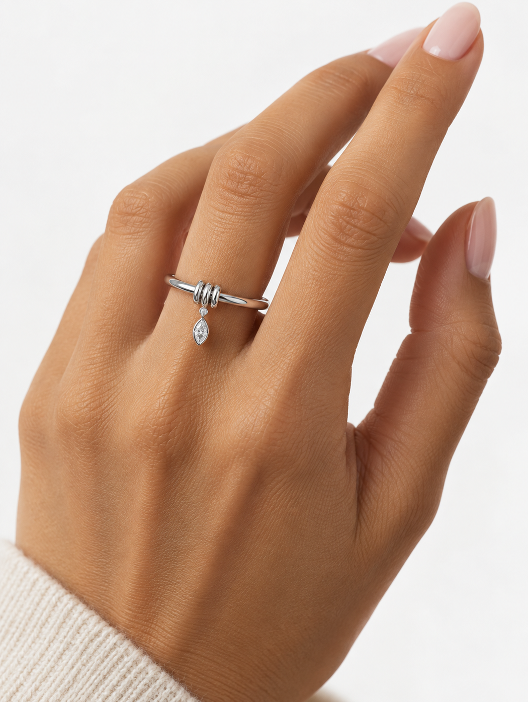 Pia Diamond Marquise Sterling Silver Ring