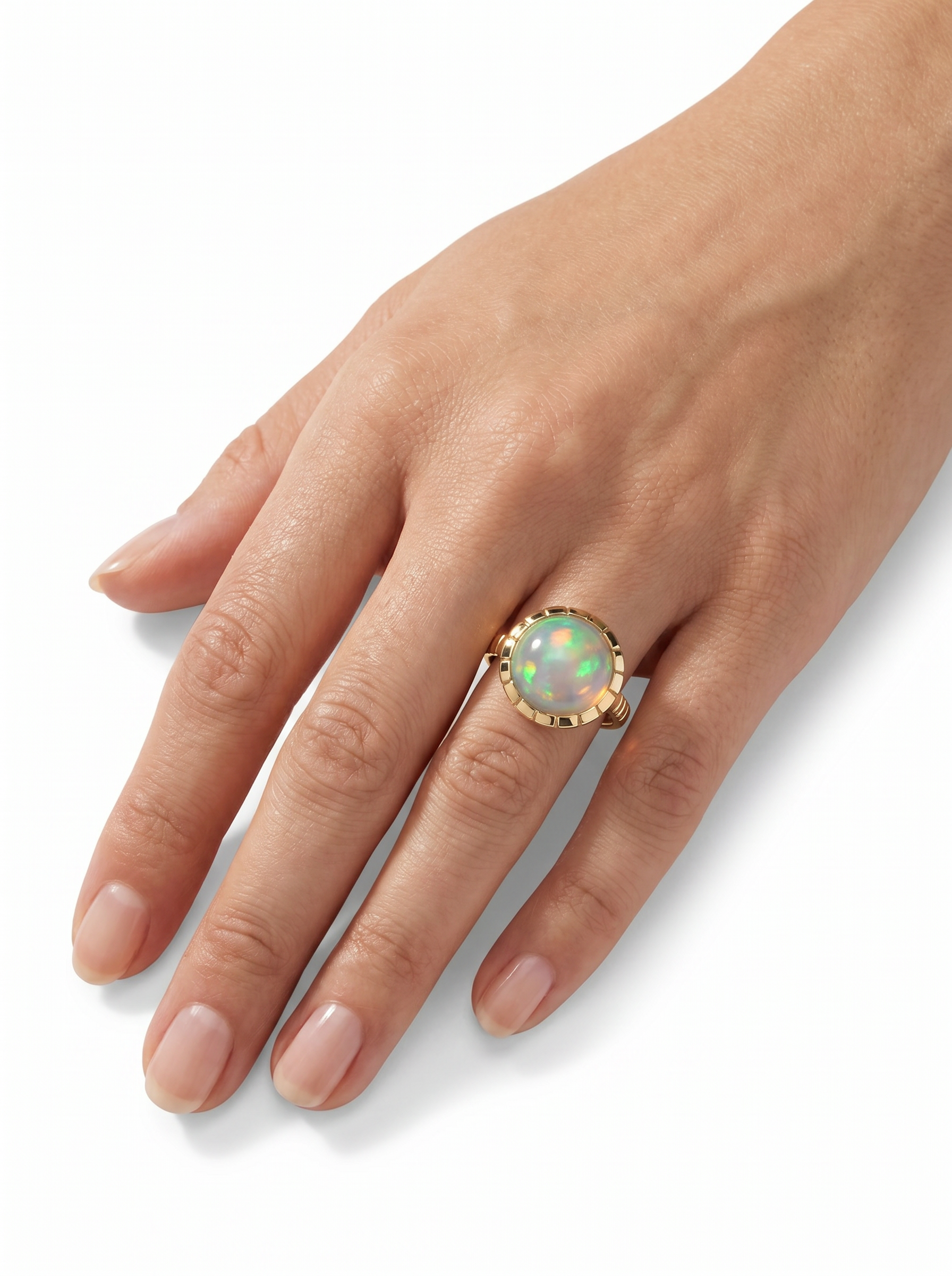 Ethiopian Opal Heirloom Yellow Gold Bezel Ring