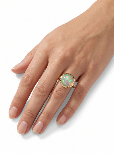 Ethiopian Opal Heirloom Yellow Gold Bezel Ring