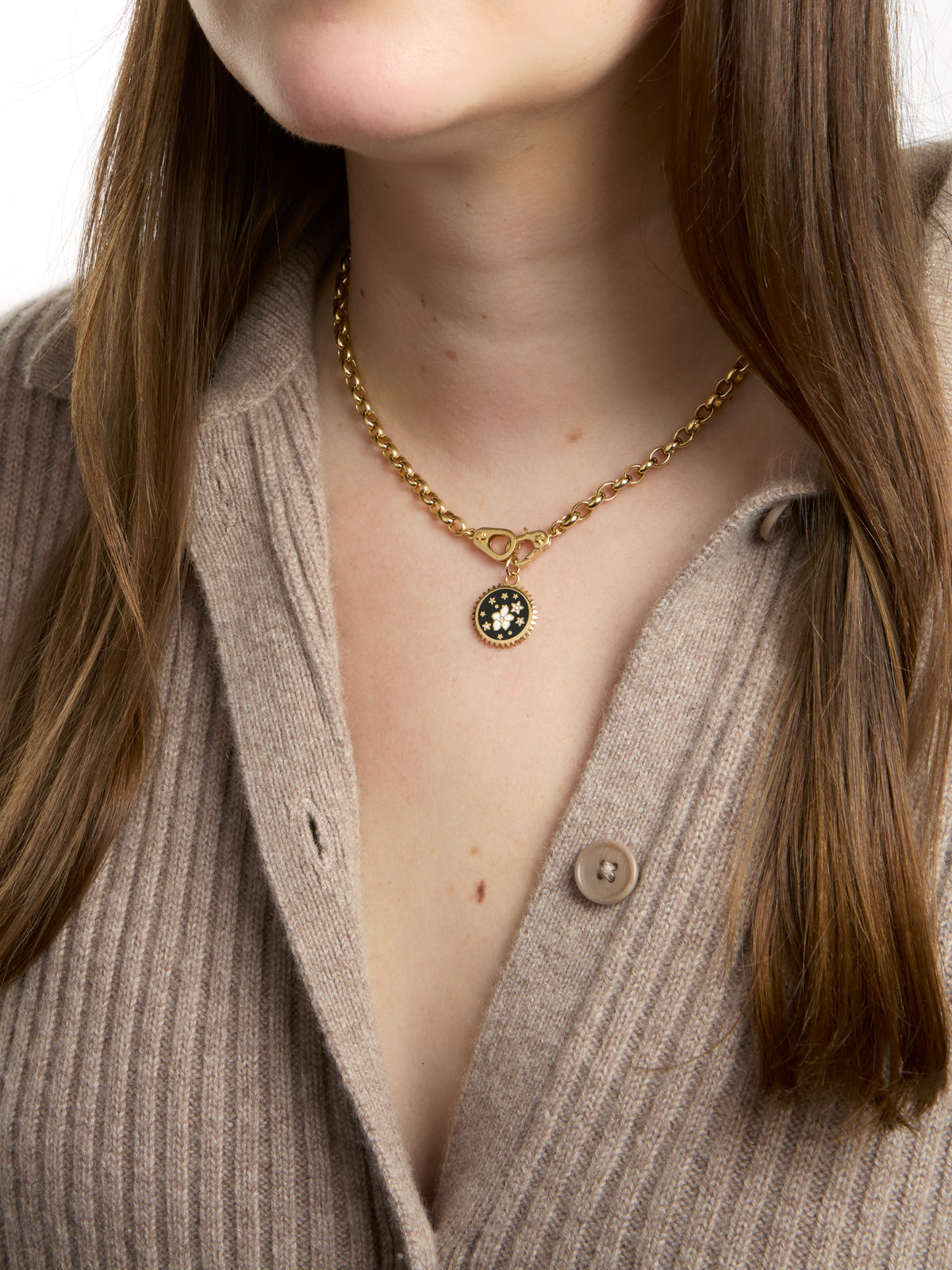 Heavy Belcher Sister Hook Yellow Gold Necklace