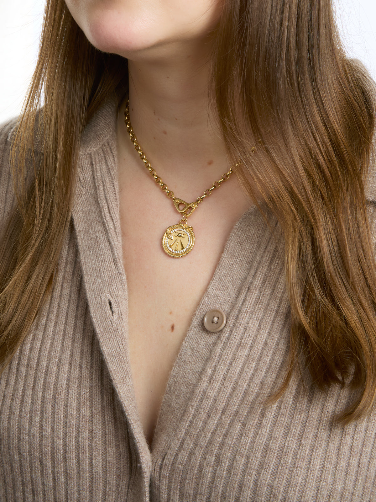 Heavy Belcher Sister Hook Yellow Gold Necklace