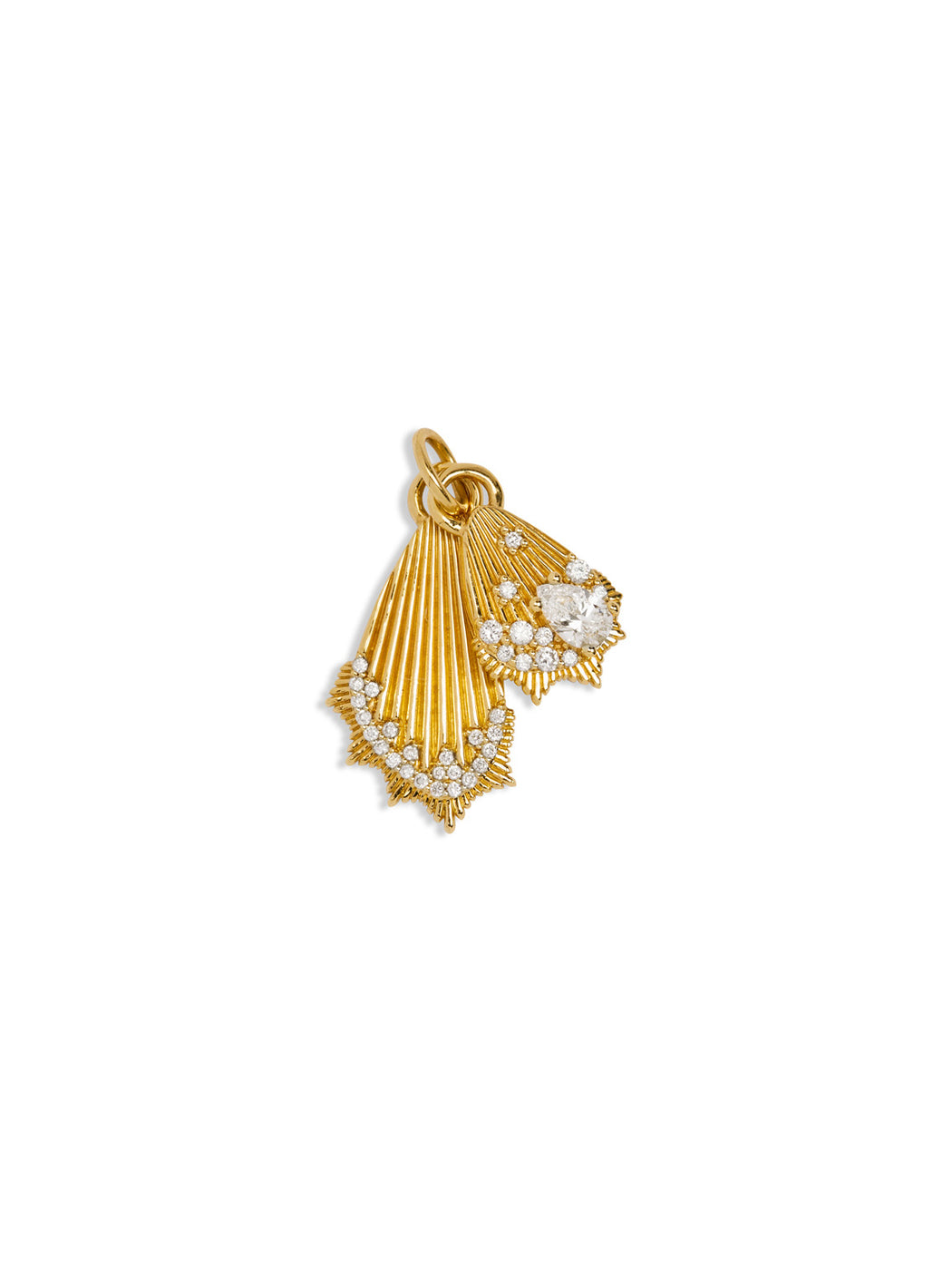 Mini Diamond Encrusted Yellow Gold Butterfly Wings Medallion