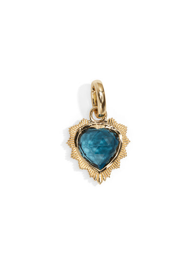 London Blue Topaz Heart Medallion with Oval Pushgate