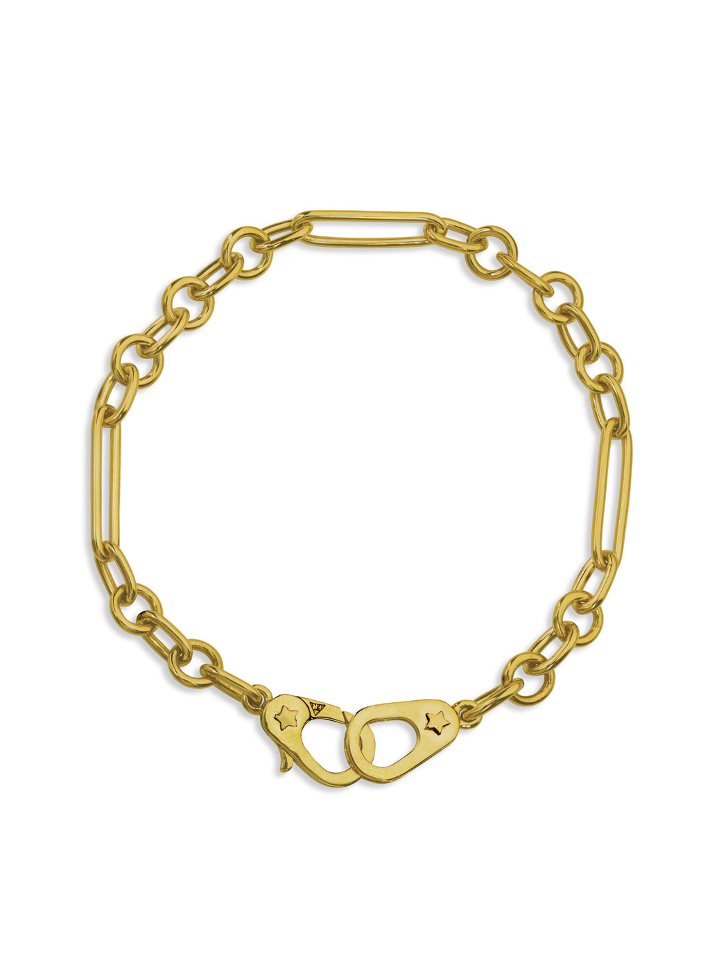 Small Mixed Clip Sister Hook Yellow Gold Bracelet