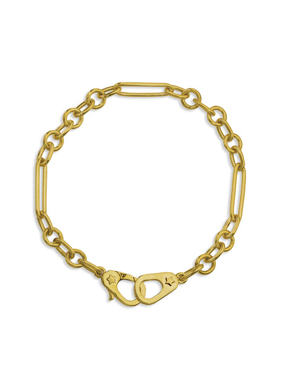 Small Mixed Clip Sister Hook Yellow Gold Bracelet