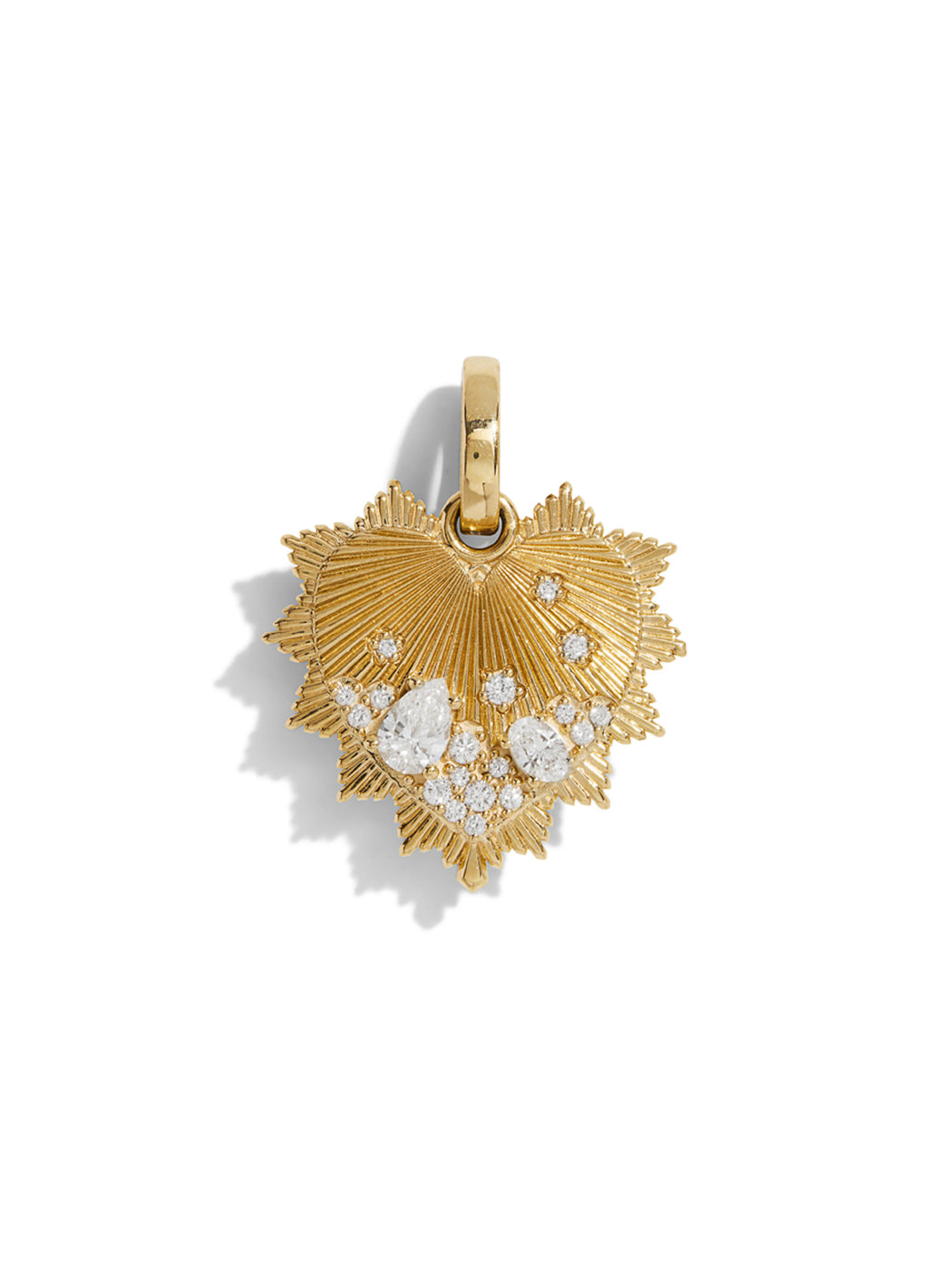 Diamond Encrusted Medium Heart Medallion On Oval Pushgate