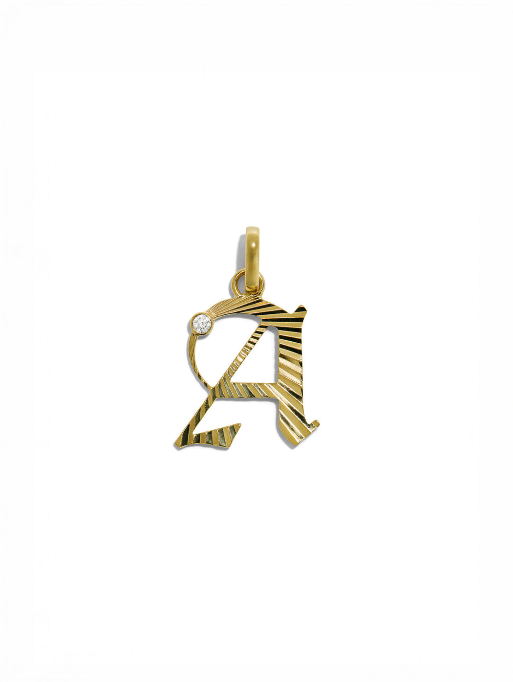 Medium Diamond Initial Yellow Gold Pendant On Annex Link