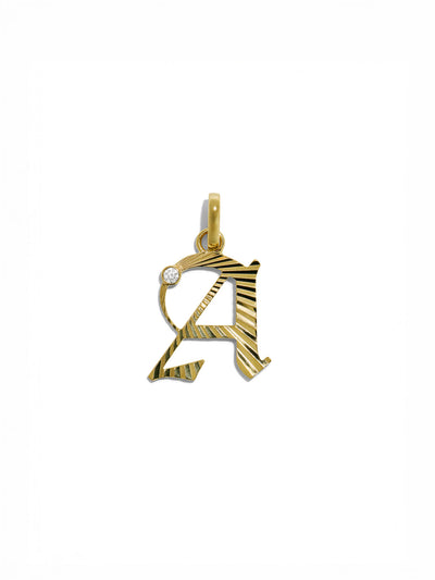 Medium Diamond Initial Yellow Gold Pendant On Annex Link