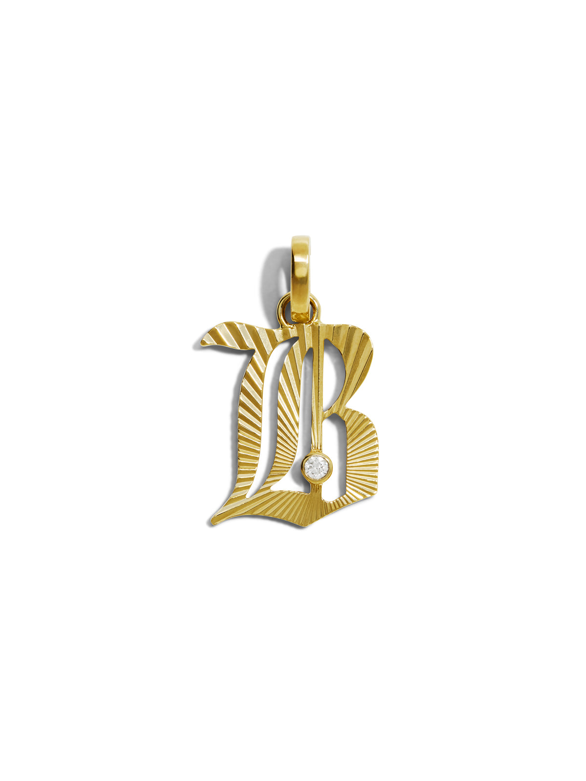 Medium Diamond Initial Yellow Gold Pendant On Annex Link