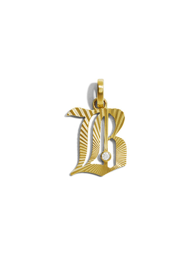 Medium Diamond Initial Yellow Gold Pendant On Annex Link