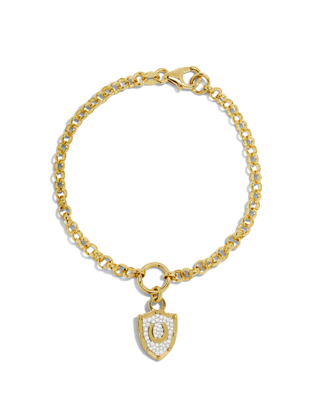 Protection Crest Yellow Gold Medium Belcher Bracelet