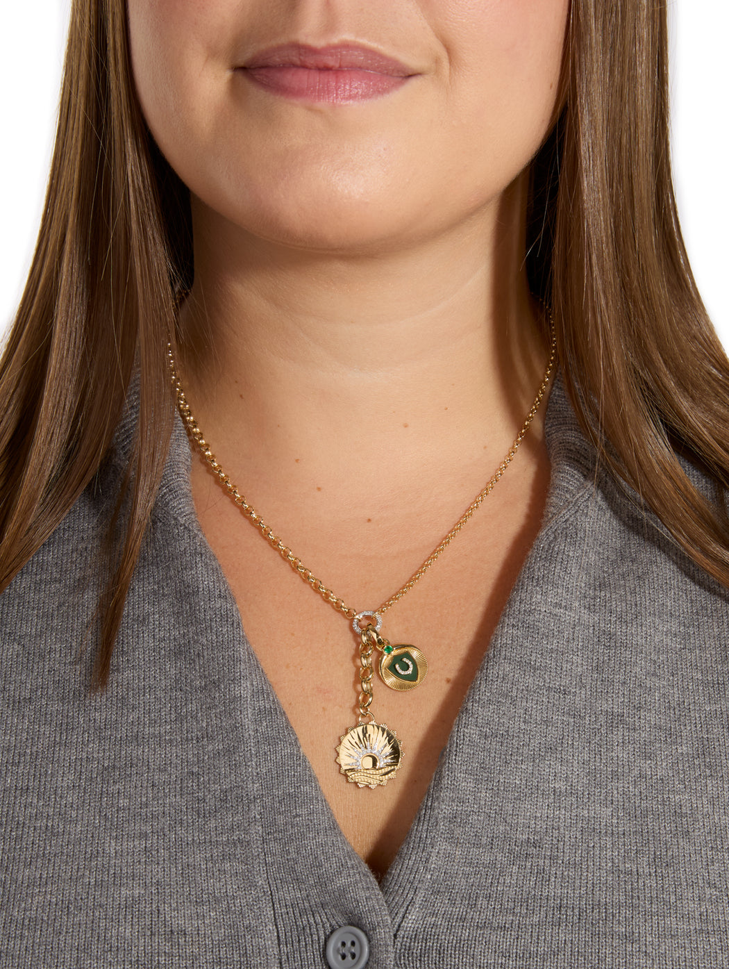 Protection Petite Ceramic Yellow Gold Medallion On Annex Link