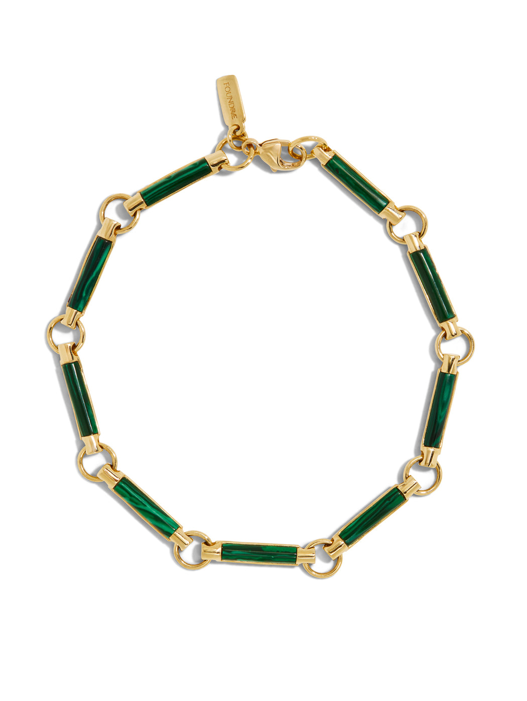 Malachite Element Yellow Gold Chain Bracelet