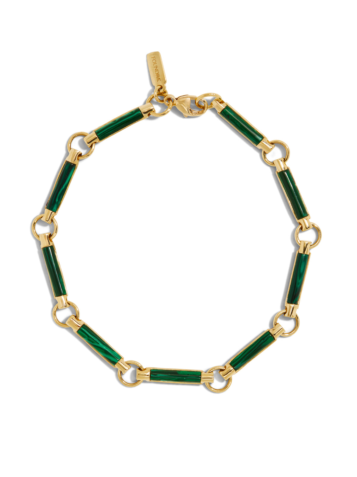 Malachite Element Yellow Gold Chain Bracelet
