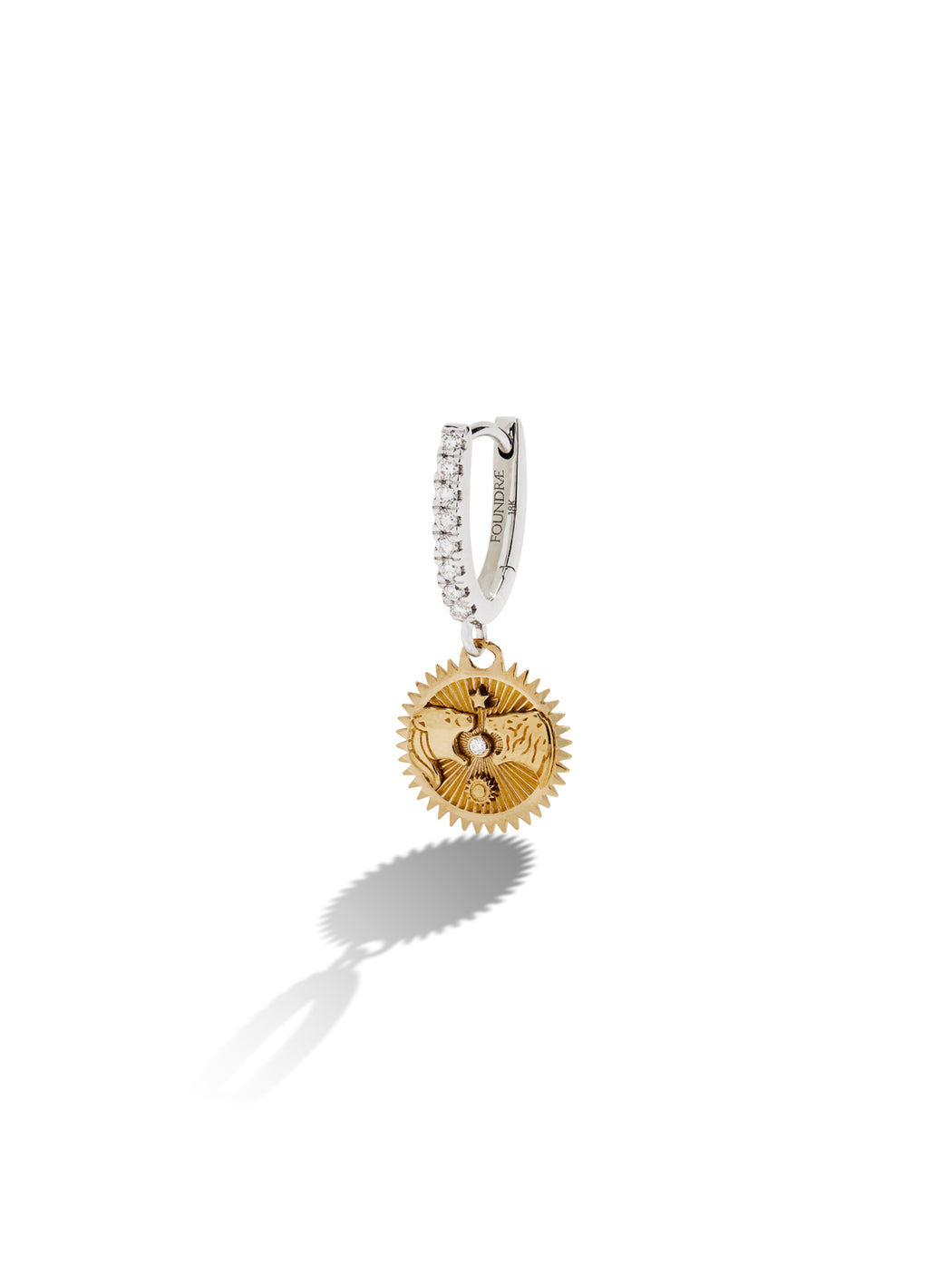 Strength Miniature Medallion Mixed Gold Earring