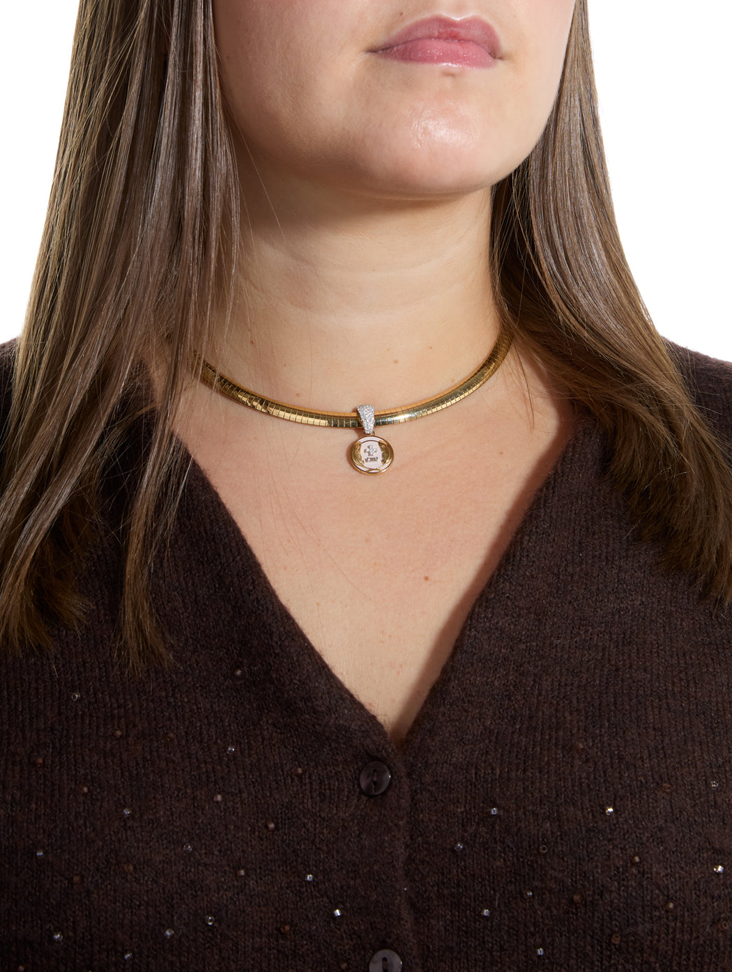 Pave Diamond Medium White Gold Bail Link