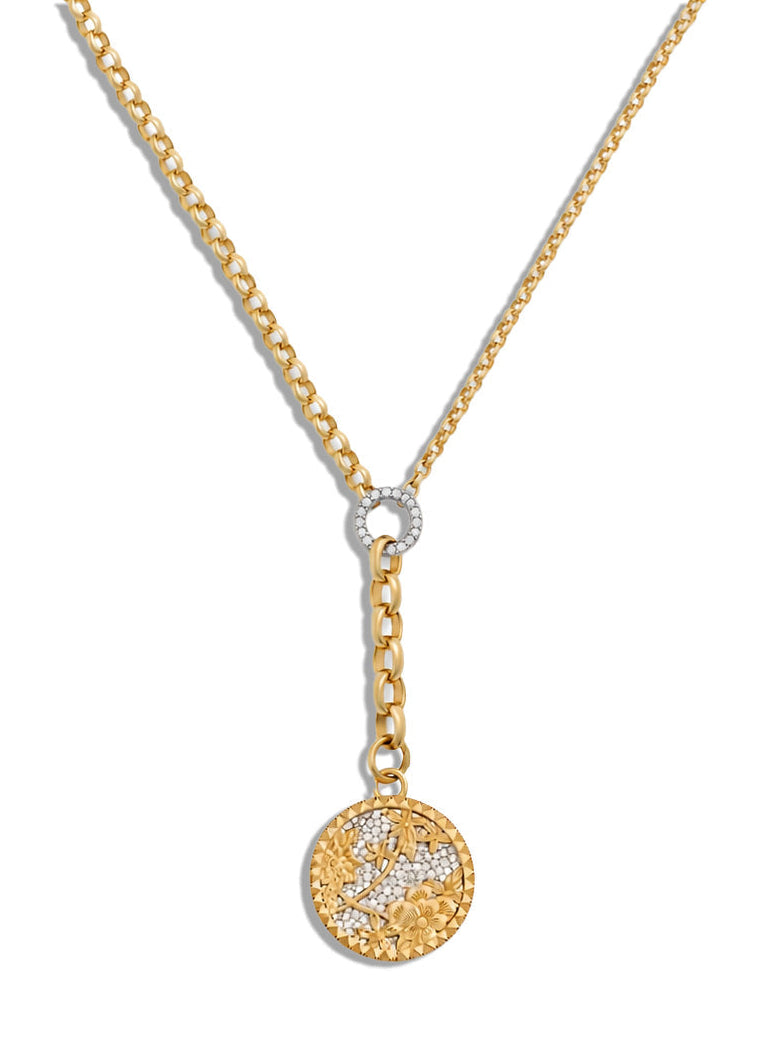 Resilience Pavé Floral Screen Medium Mixed Belcher Extension Necklace