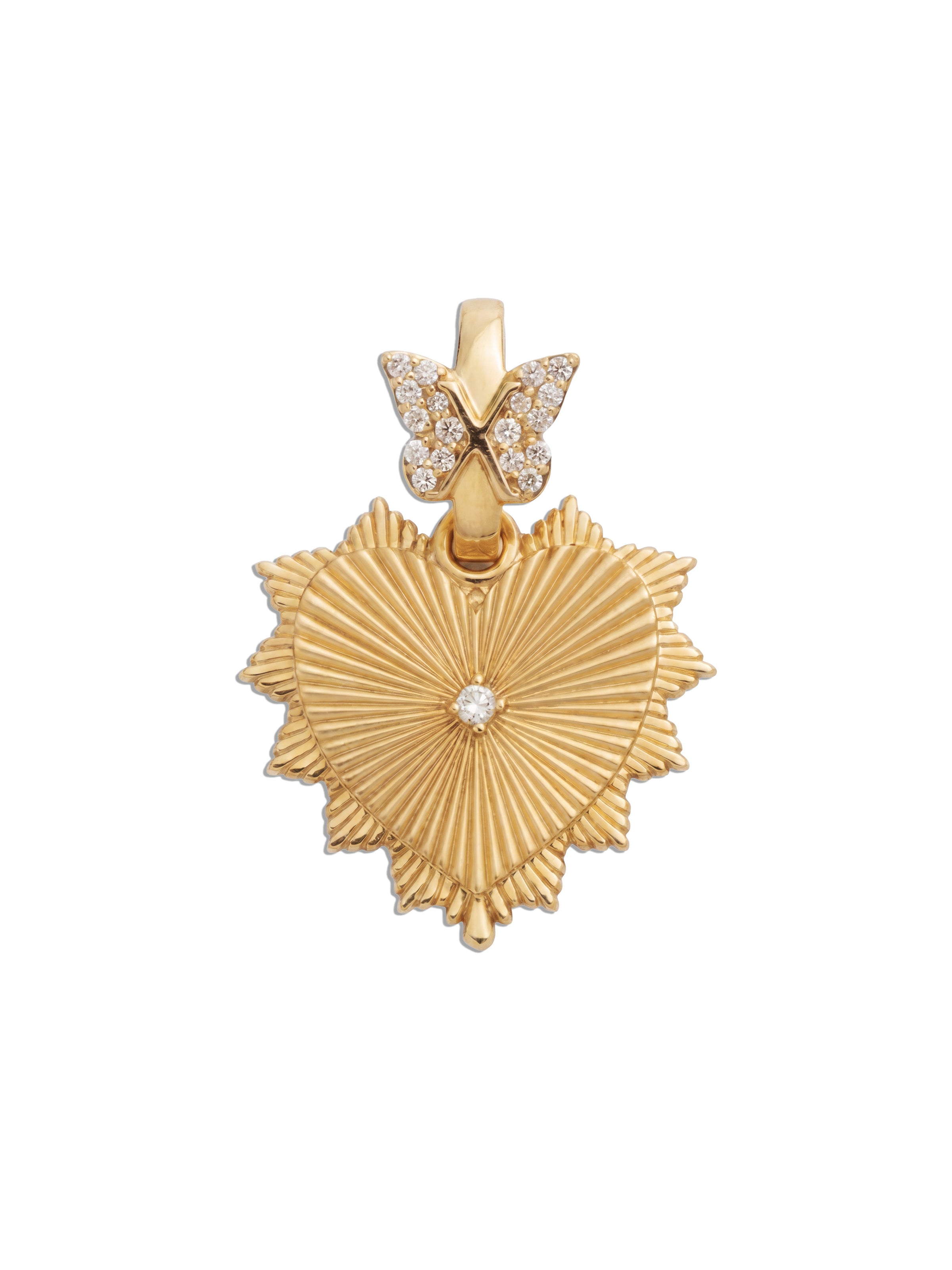 Heart Love Token Medium Medallion with Pavé Butterfly Annex Link