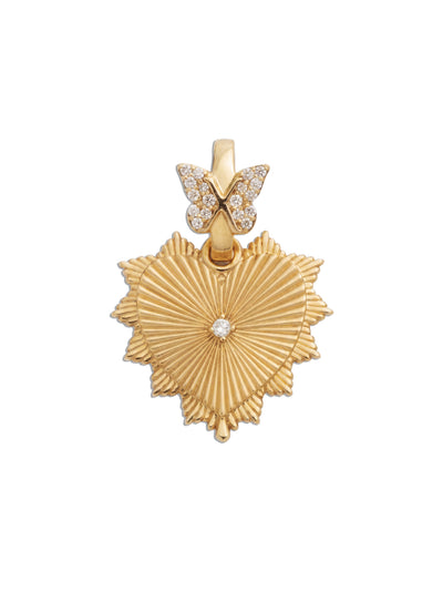 Heart Love Token Medium Medallion with Pavé Butterfly Annex Link
