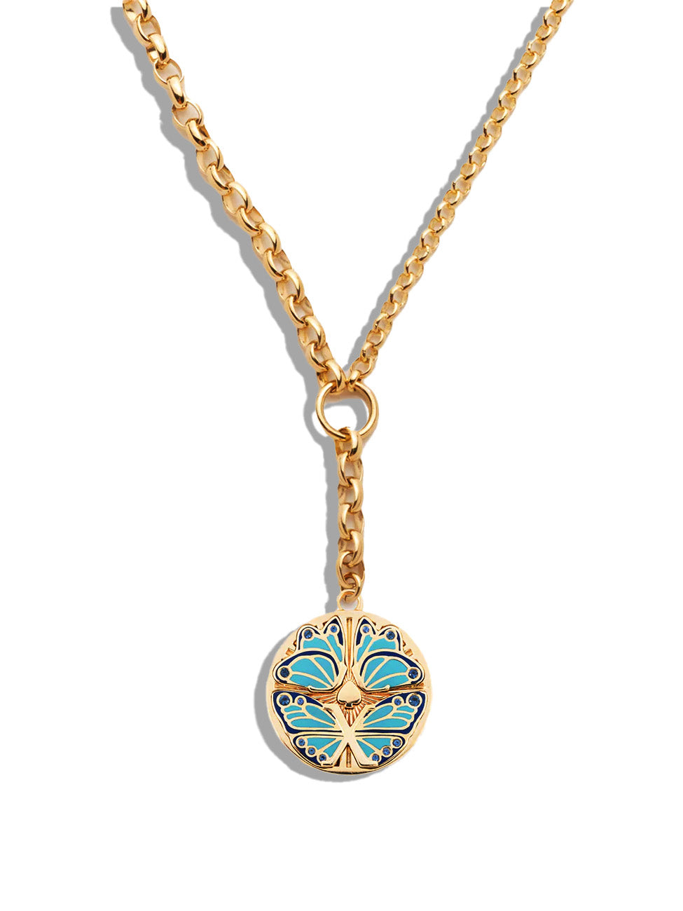 Ceramic Butterfly Heavy Mixed Belcher Extension Yellow Gold Necklace