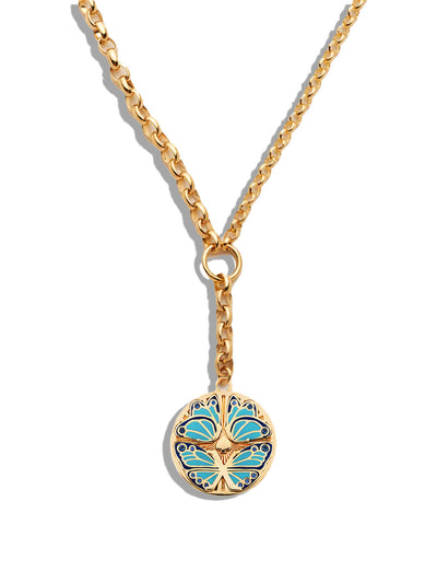 Ceramic Butterfly Heavy Mixed Belcher Extension Yellow Gold Necklace