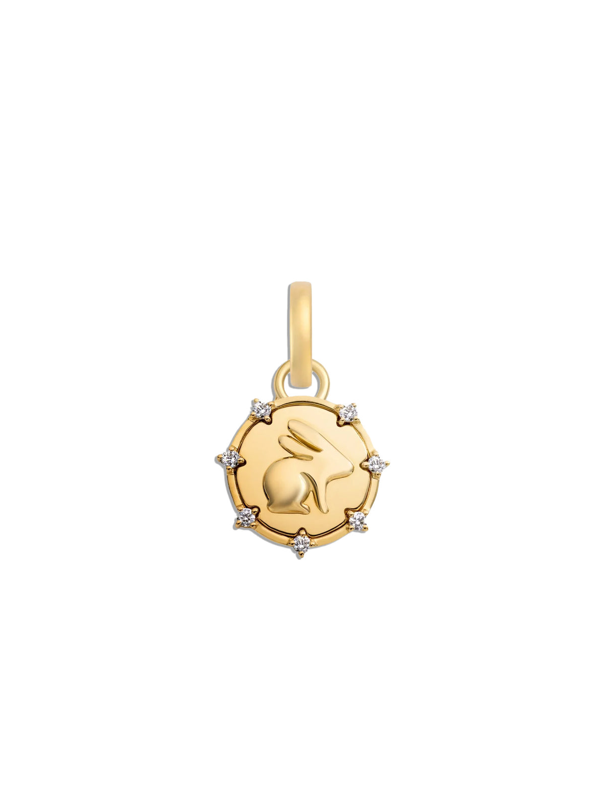 Diamond Bunny Miniature Yellow Gold Charm