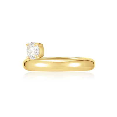 Floating Round Diamond Yellow Gold Ring
