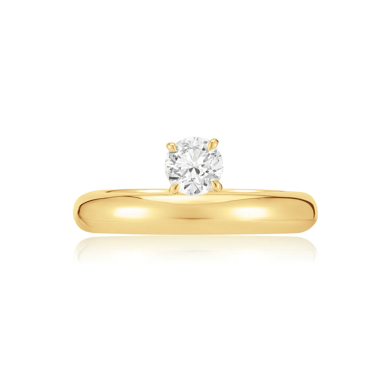 Floating Round Diamond Yellow Gold Ring