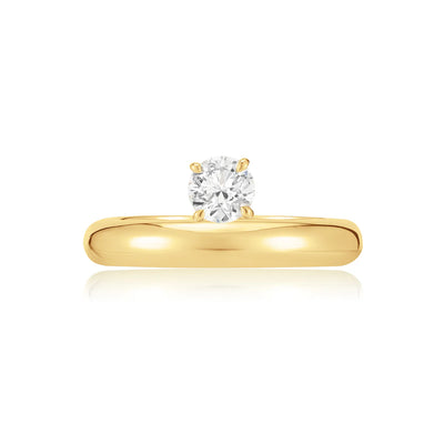 Floating Round Diamond Yellow Gold Ring
