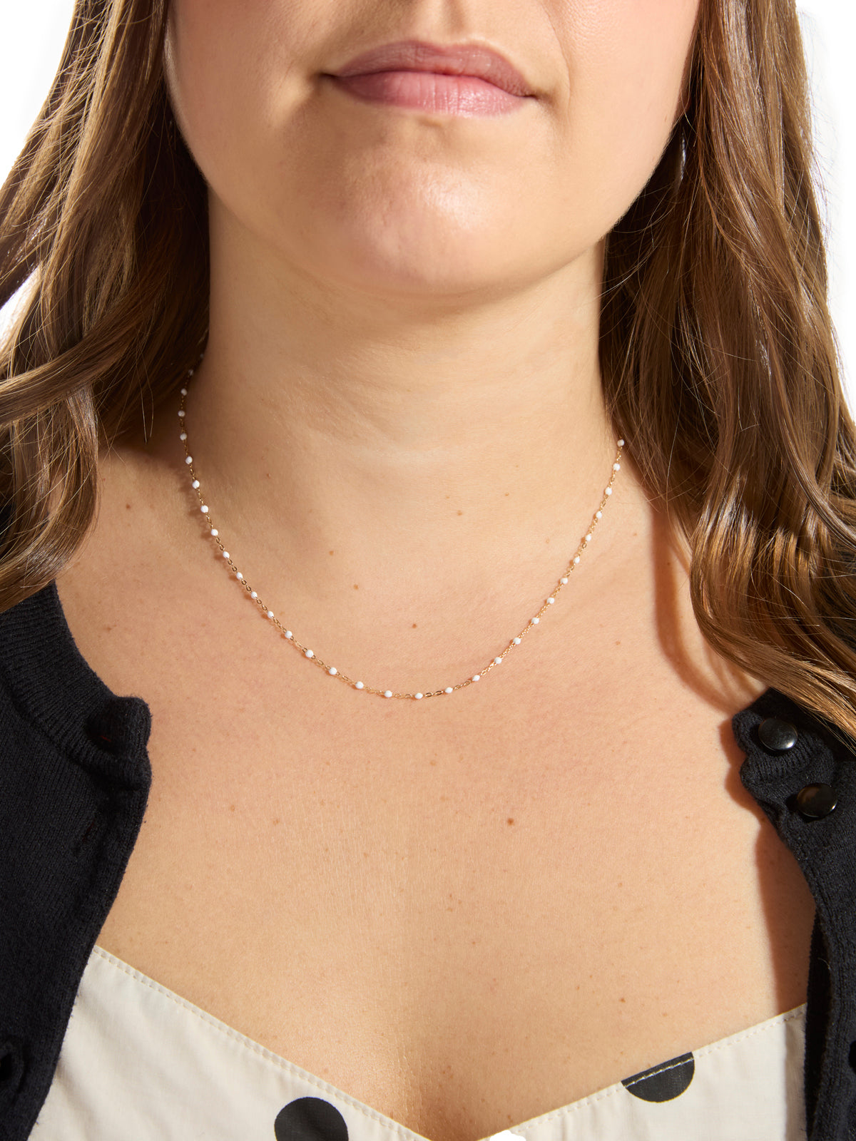 Classic Gigi White Resin Yellow Gold Necklace