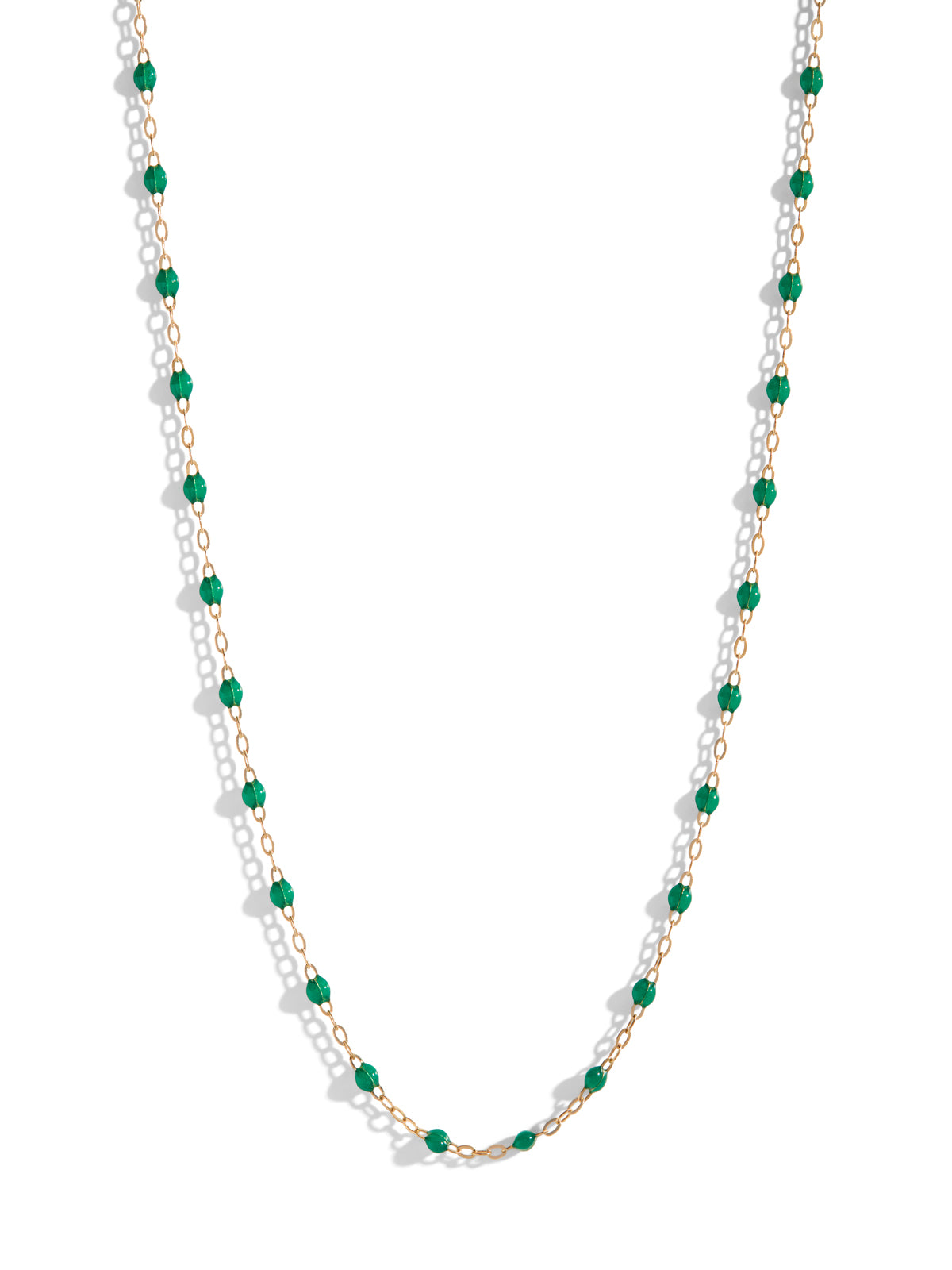 Classic Gigi Emerald Resin Yellow Gold Necklace