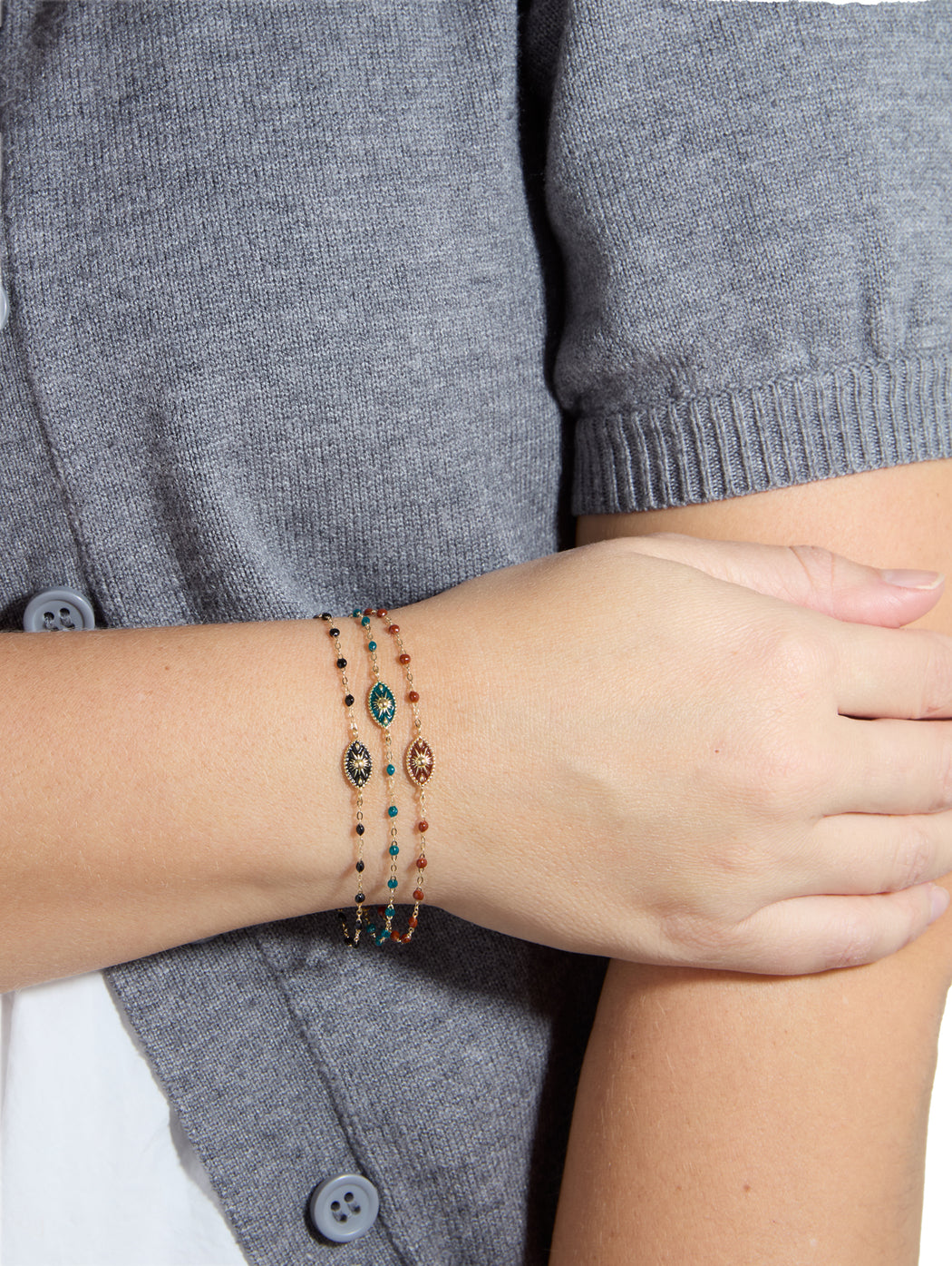 Karma Mocha Resin Yellow Gold Bracelet