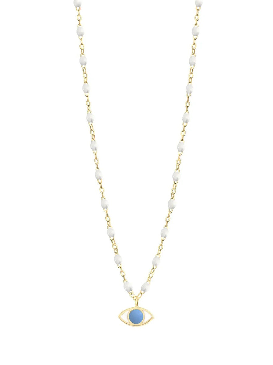 Classic Gigi White Eye Yellow Gold Necklace