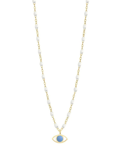 Classic Gigi White Eye Yellow Gold Necklace