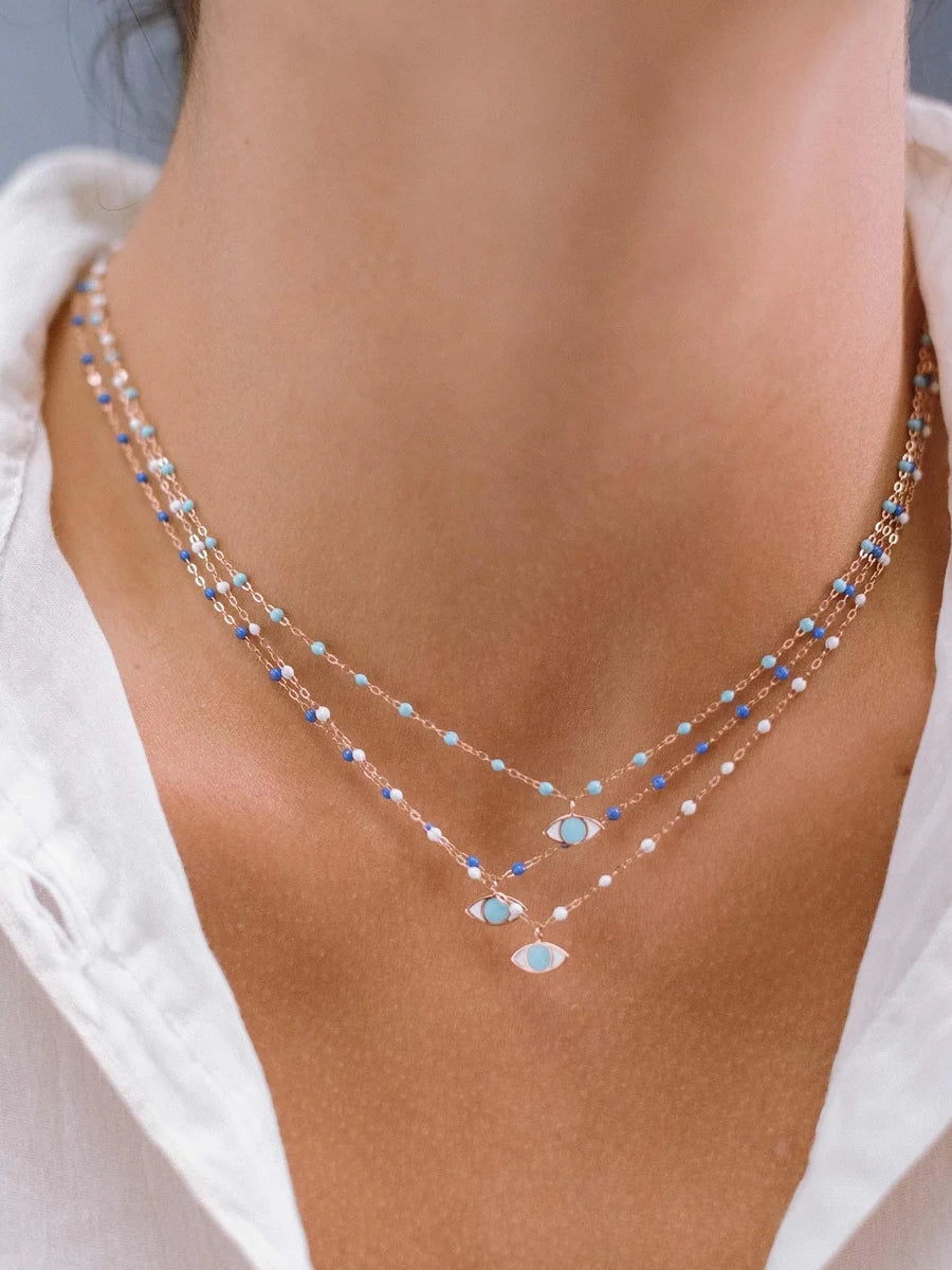 Classic Gigi White Eye Yellow Gold Necklace