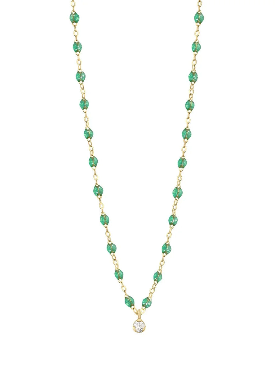 Classic Gigi Mint Supreme Classic 1 Diamond Yellow Gold Necklace