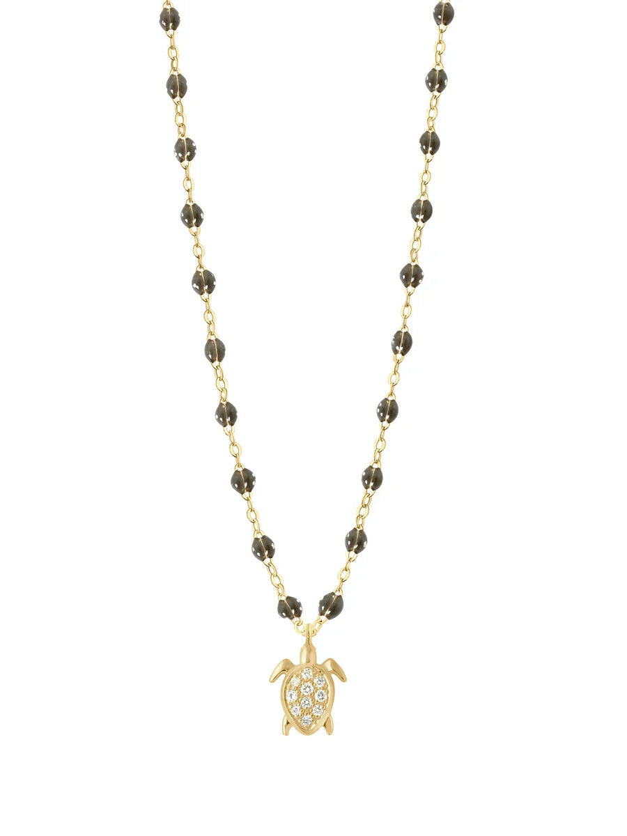 Classic Gigi Quartz Turtle Diamond Yellow Gold Necklace