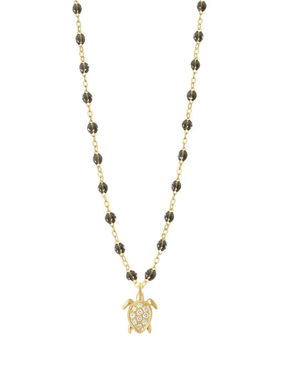 Classic Gigi Quartz Turtle Diamond Yellow Gold Necklace