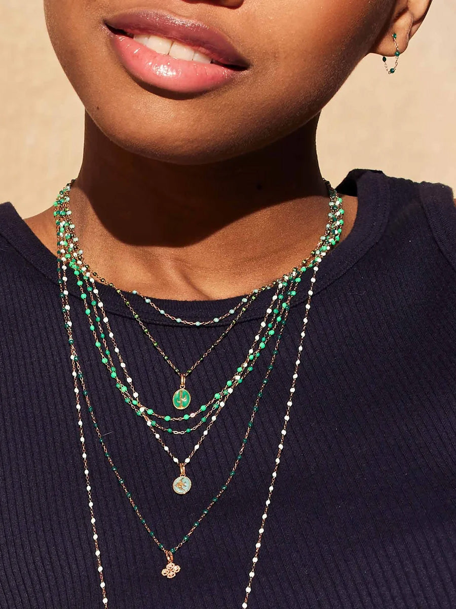 Classic Gigi Emerald Green Cactus Yellow Gold Pendent