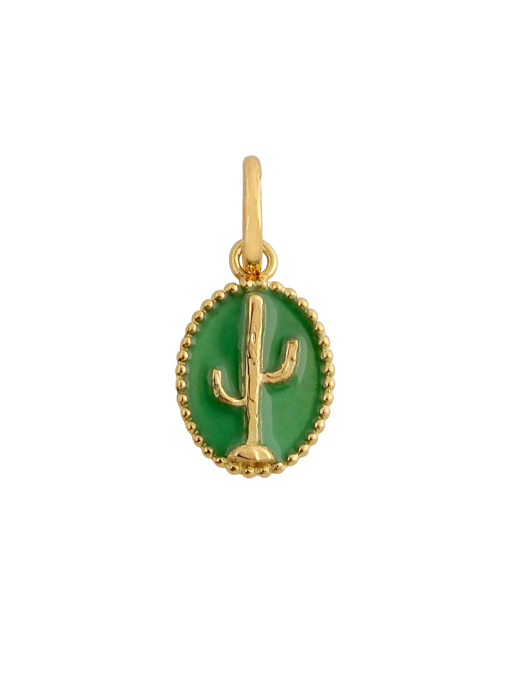 Classic Gigi Emerald Green Cactus Yellow Gold Pendent