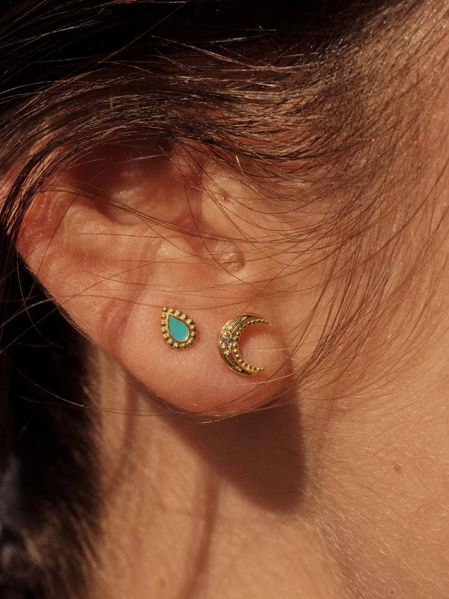Classic Gigi Petite Moon Yellow Gold Earrings