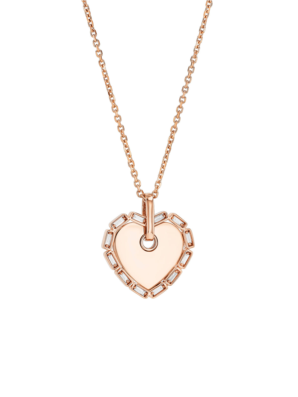 Medium Heart with Diamond Frame Rose Gold Necklace