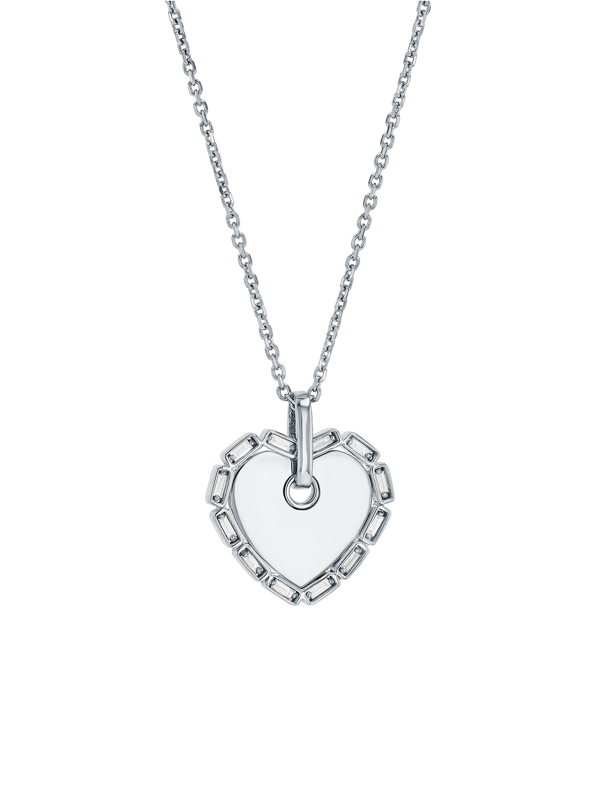 Medium Heart with Diamond Frame White Gold Necklace