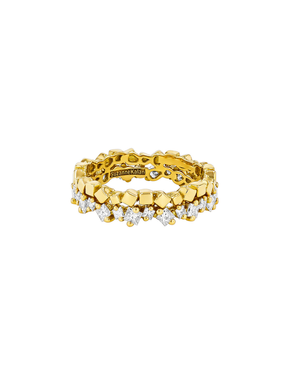 Princess Cut Diamond Two Row Eternity Ring