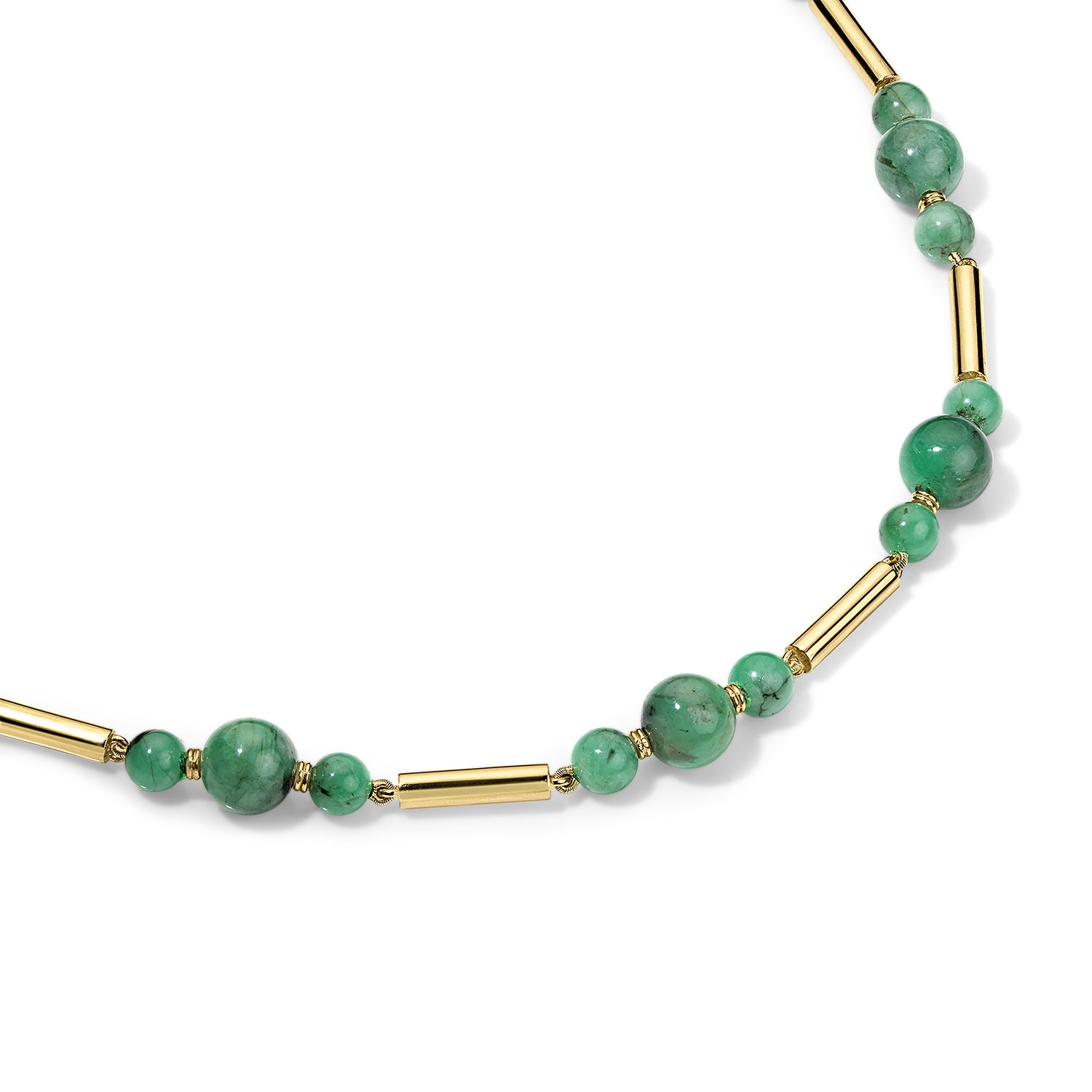 Gilda Emerald Yellow Gold Stick Chain Necklace