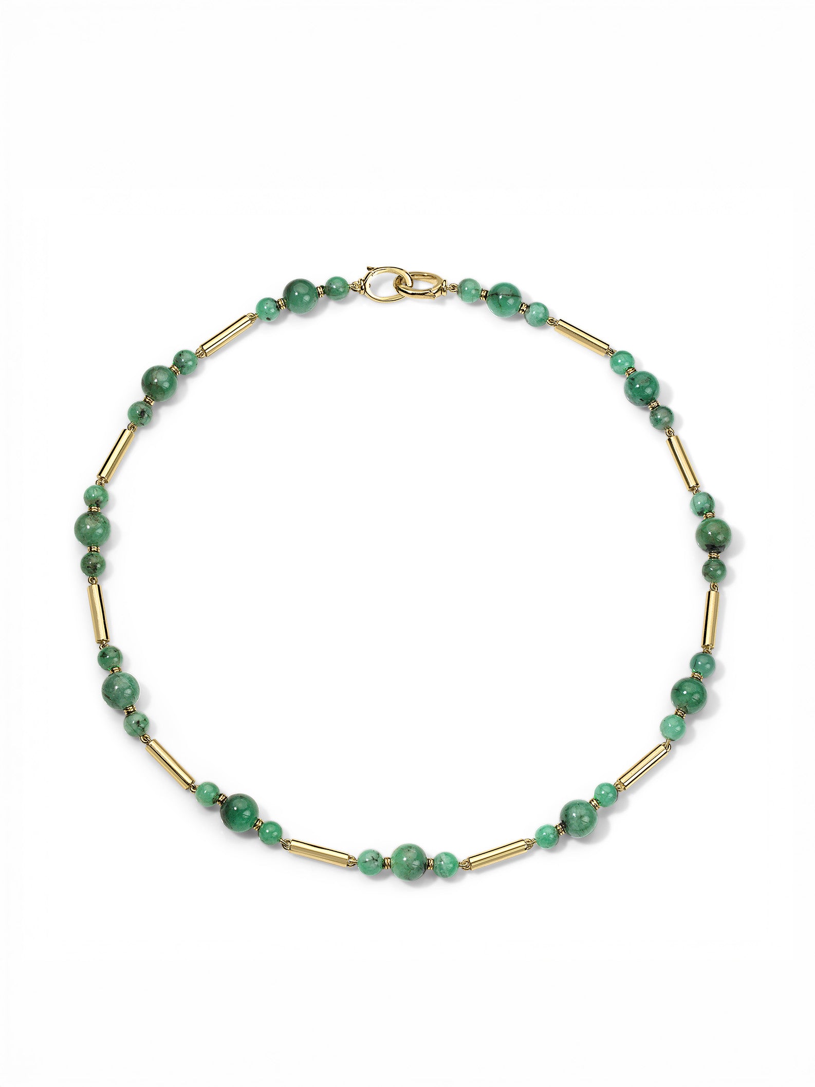 Gilda Emerald Yellow Gold Stick Chain Necklace